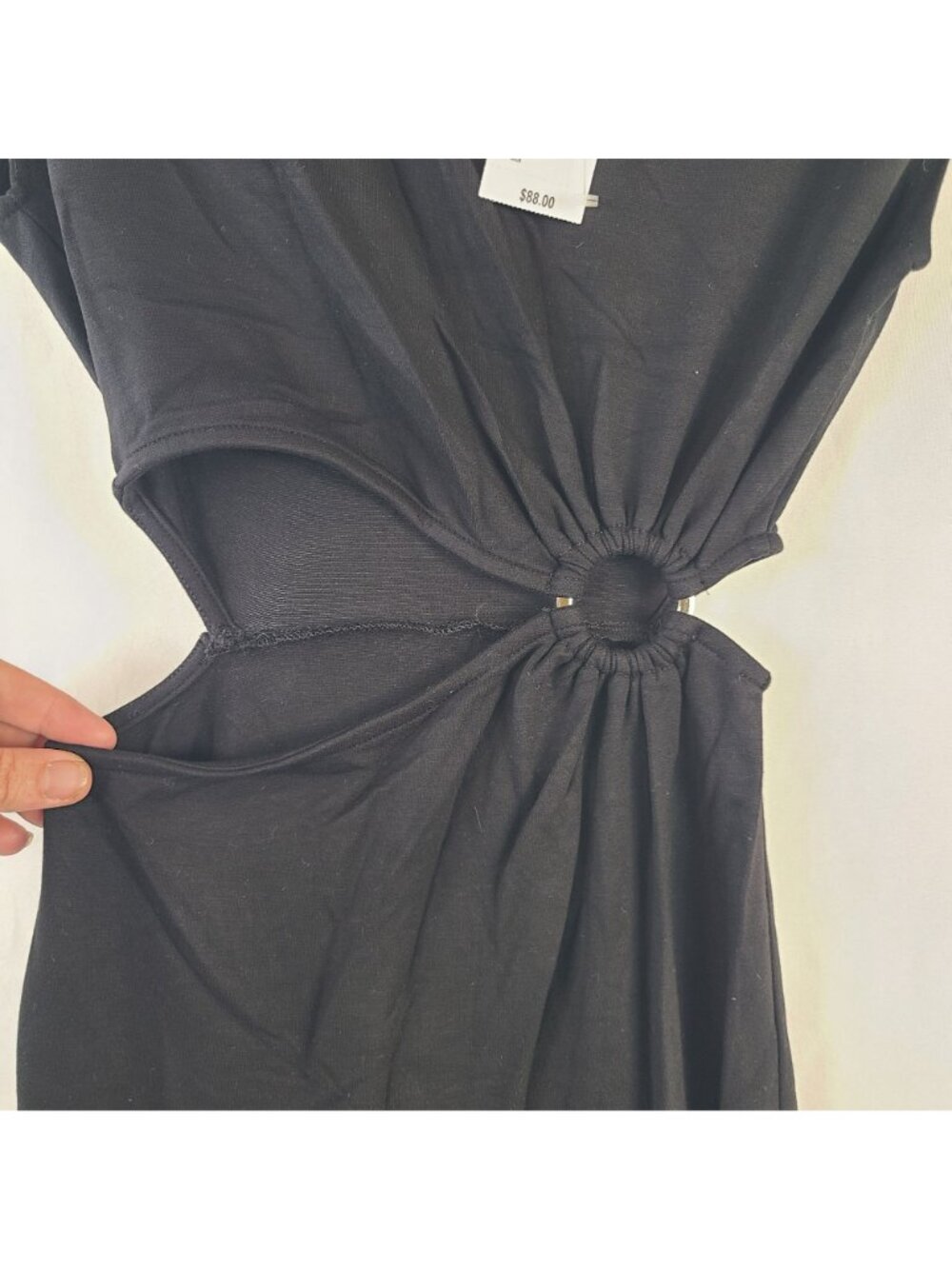 NEW Fore Women's Black Cutout Maxi Dress With Ring Detail Sz XS - Picture 4 of 9